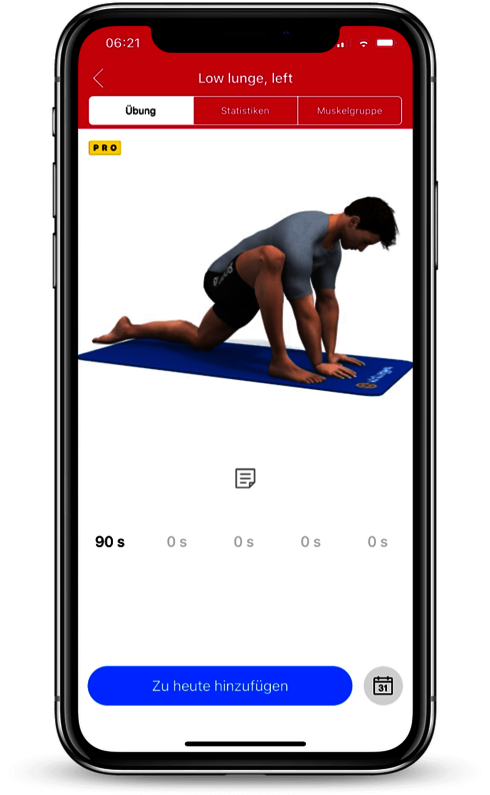 Eine Übung aus der Fitness App wird am Handy angezeigt